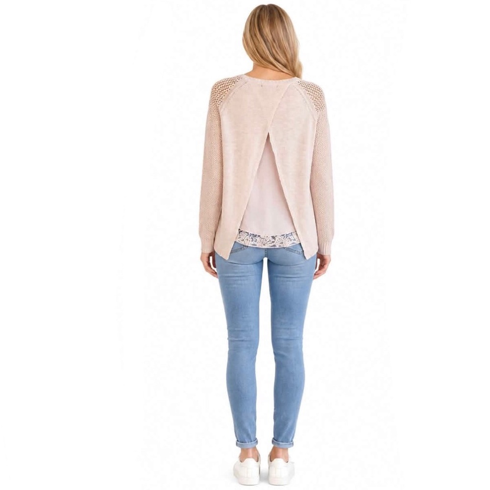 Ransom Collection Split Back Lightweight Cream Sweater Size Small